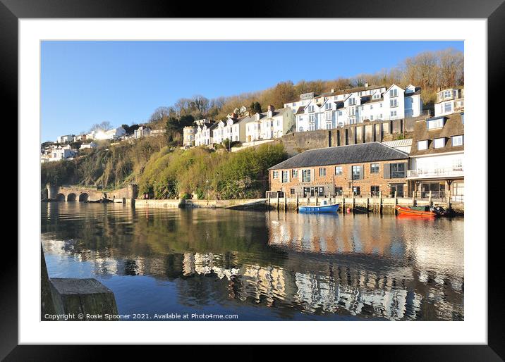 Early morning reflections on The River Looe Framed Mounted Print by Rosie Spooner