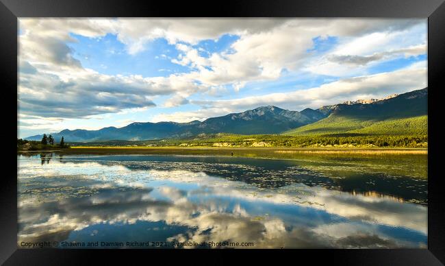 Rocky Mountains Reflection in Wetlands Landscape Framed Print by Shawna and Damien Richard
