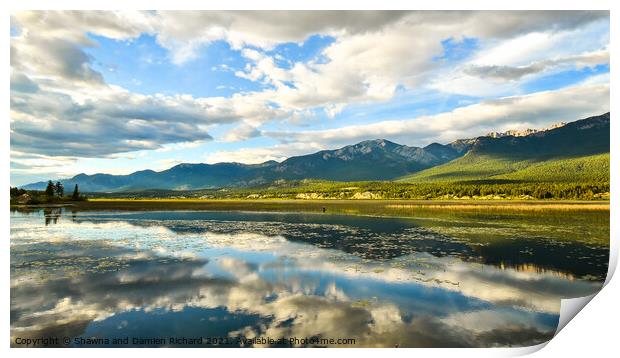 Rocky Mountains Reflection in Wetlands Landscape Print by Shawna and Damien Richard