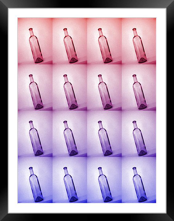 tilted bottles (pinks and blues) Framed Mounted Print by Heather Newton