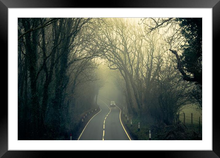 Fog On The A259 Framed Mounted Print by Chris Lord