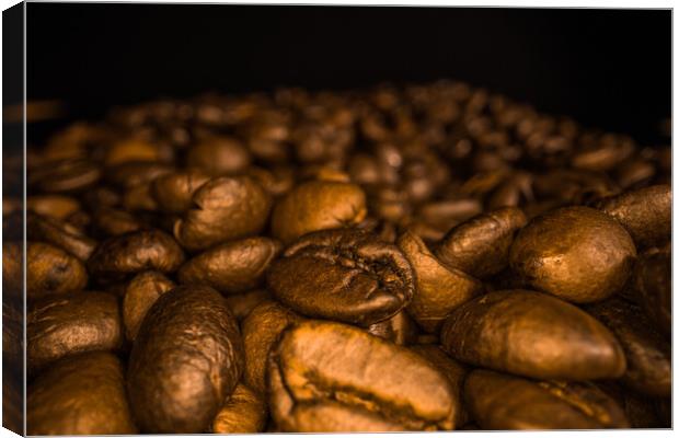 Freshly roasted Coffee Beans - macro shot Canvas Print by Erik Lattwein
