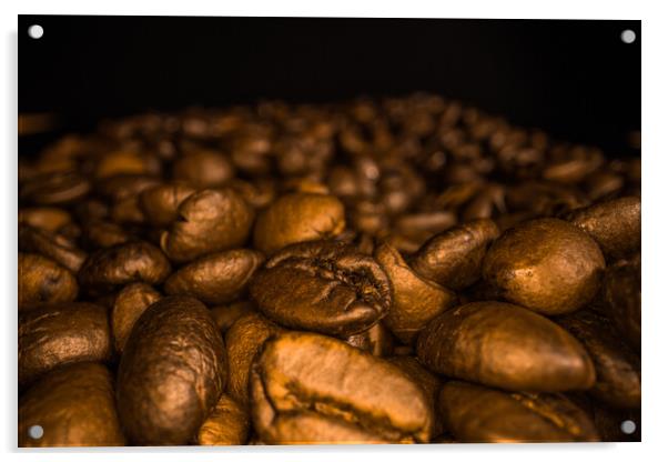 Freshly roasted Coffee Beans - macro shot Acrylic by Erik Lattwein