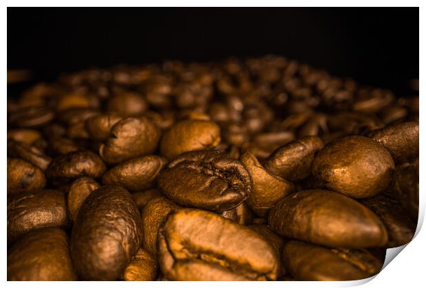 Freshly roasted Coffee Beans - macro shot Print by Erik Lattwein