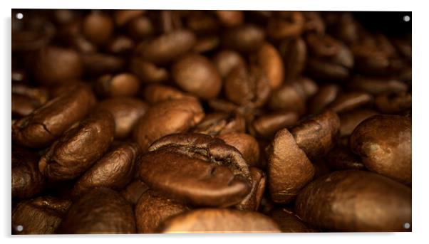 Roasted Coffee Beans - macro shot Acrylic by Erik Lattwein