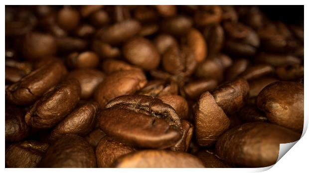 Roasted Coffee Beans - macro shot Print by Erik Lattwein