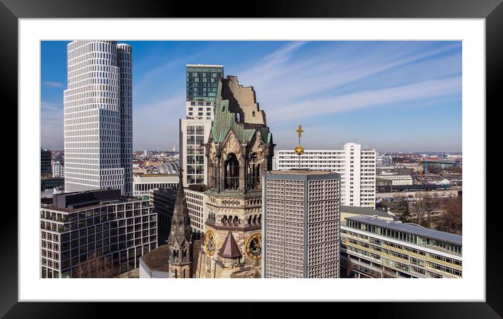 Famous Kaiser Wilhelm Memorial Church in Berlin Framed Mounted Print by Erik Lattwein