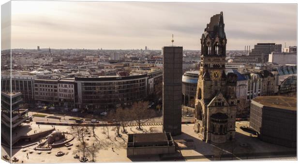 Famous Breitscheidplatz Square Berlin with Kaiser Wilhelm Memorial Church Canvas Print by Erik Lattwein