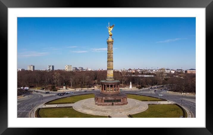 Famous Berlin Victory Column in the city center called Siegessaeule Framed Mounted Print by Erik Lattwein