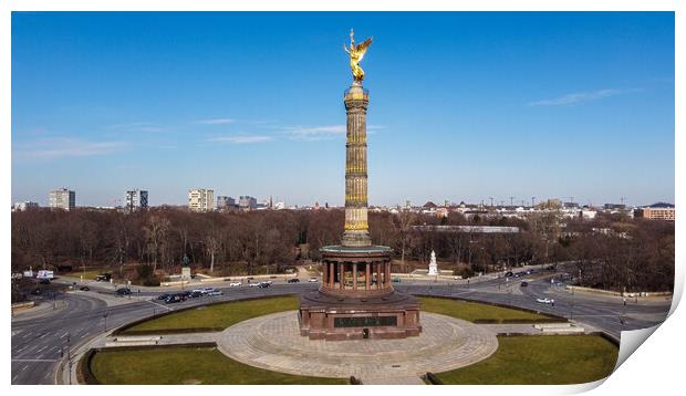 Famous Berlin Victory Column in the city center called Siegessaeule Print by Erik Lattwein