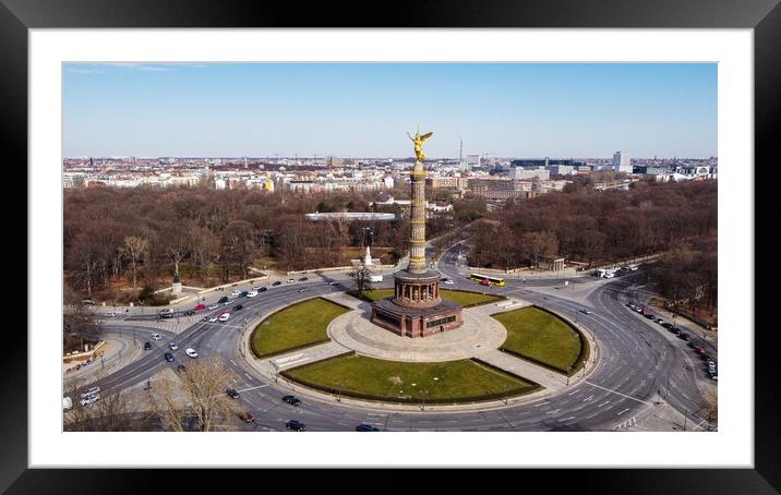 Aerial view over the city of Berlin Framed Mounted Print by Erik Lattwein