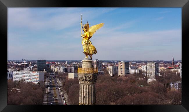 Famous Berlin Victory Column in the city center called Siegessaeule Framed Print by Erik Lattwein