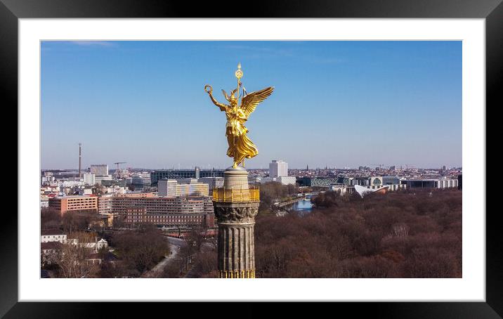 Famous Berlin Victory Column in the city center called Siegessaeule Framed Mounted Print by Erik Lattwein