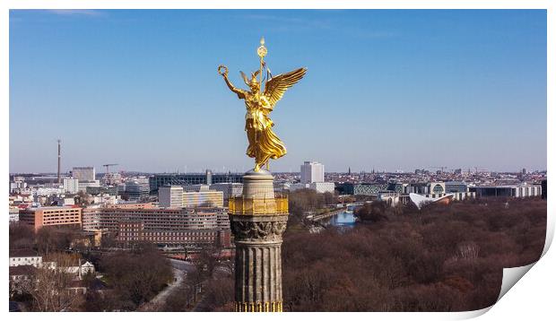 Famous Berlin Victory Column in the city center called Siegessaeule Print by Erik Lattwein