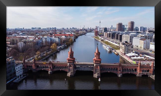 River Spree in the city of Berlin with Oberbaum Bridge Framed Print by Erik Lattwein