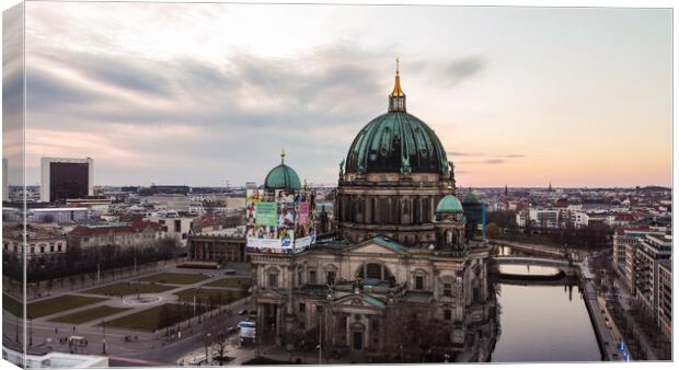 Famous Berlin Cathedral in the city center - aerial view Canvas Print by Erik Lattwein