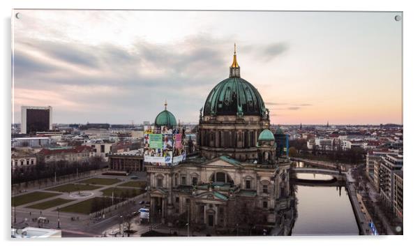 Famous Berlin Cathedral in the city center - aerial view Acrylic by Erik Lattwein