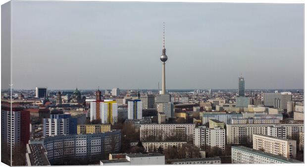 Typical aerial view over the city of Berlin with TV tower Canvas Print by Erik Lattwein