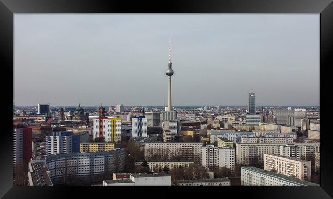 Typical aerial view over the city of Berlin with TV tower Framed Print by Erik Lattwein
