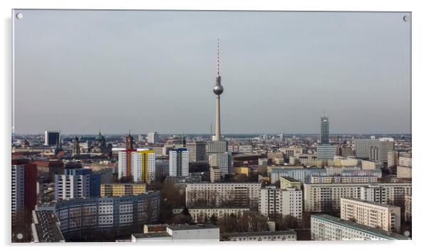 Typical aerial view over the city of Berlin with TV tower Acrylic by Erik Lattwein