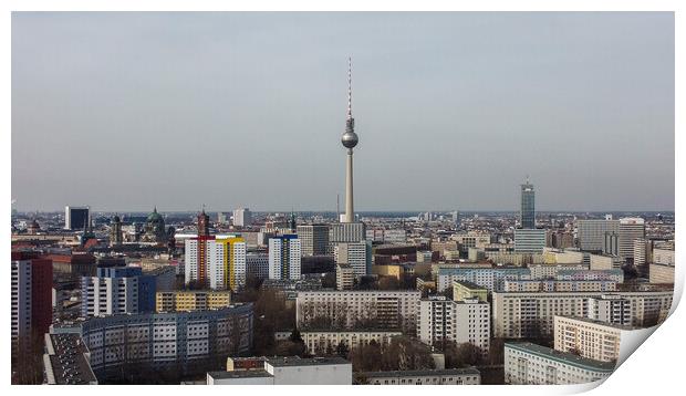 Typical aerial view over the city of Berlin with TV tower Print by Erik Lattwein