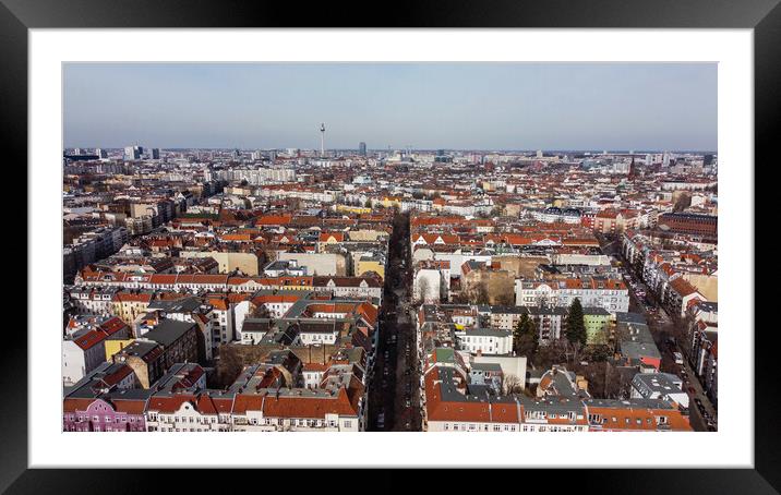 The residential areas in Berlin Neukoelln - aerial view Framed Mounted Print by Erik Lattwein