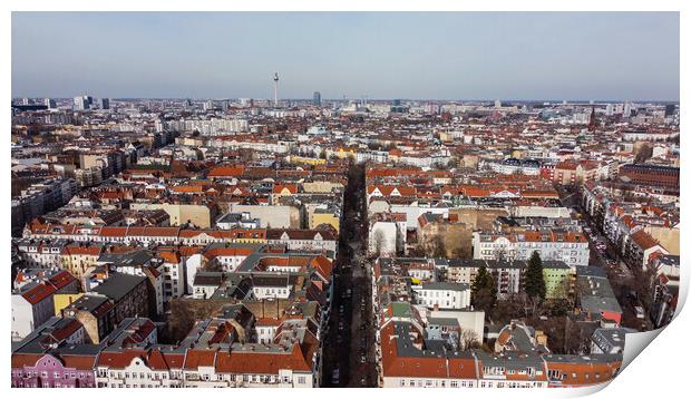 The residential areas in Berlin Neukoelln - aerial view Print by Erik Lattwein
