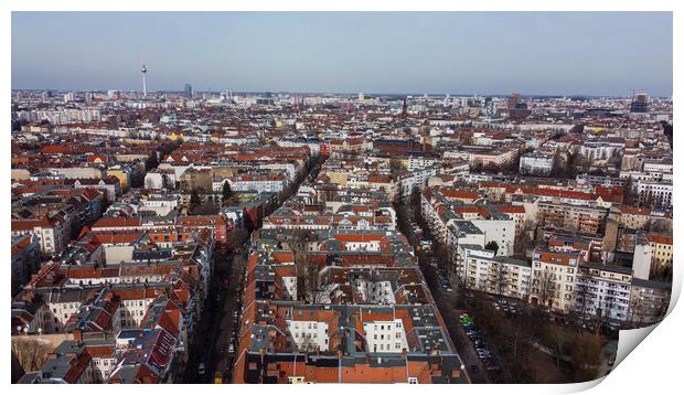Apartment blocks in Berlin - view from above Print by Erik Lattwein
