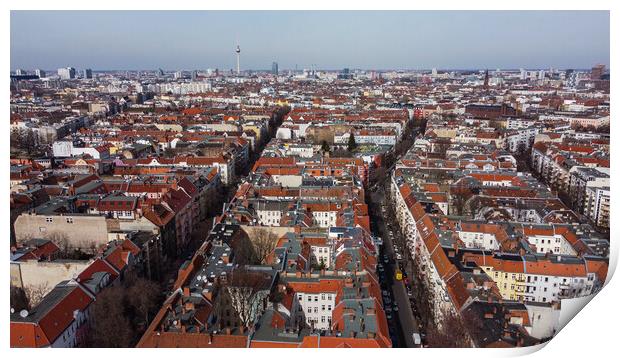 The residential areas in Berlin Neukoelln - aerial view Print by Erik Lattwein
