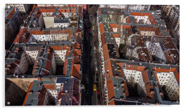 Apartment blocks in Berlin - view from above Acrylic by Erik Lattwein