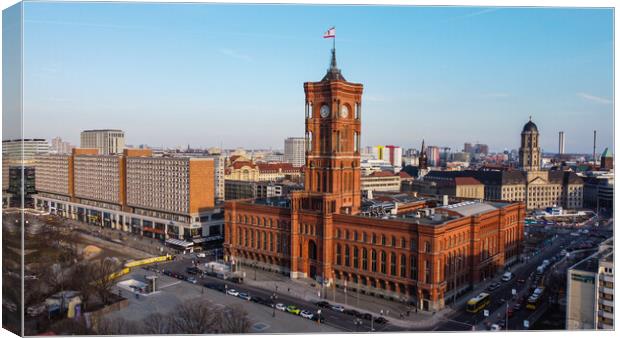 Famous Red City Hall of Berlin - aerial view Canvas Print by Erik Lattwein