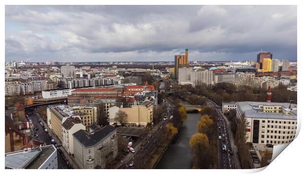 Beautiful city of Berlin from above - aerial view Print by Erik Lattwein
