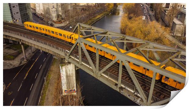 The yellow cars of the Berlin metro Print by Erik Lattwein