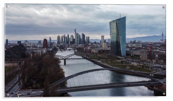 European Central Bank and financial district in Frankfurt Acrylic by Erik Lattwein