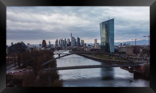 European Central Bank and financial district in Frankfurt Framed Print by Erik Lattwein