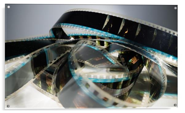 Close Up view of a 35mm film strip - macro shot Acrylic by Erik Lattwein