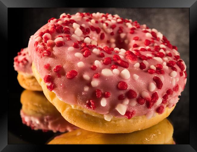 Sweet doughnuts in close-up view - macro shot Framed Print by Erik Lattwein