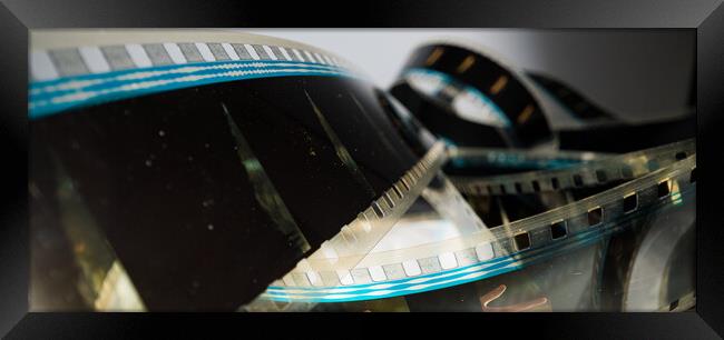 Movie background - 35mm film strip macro view Framed Print by Erik Lattwein