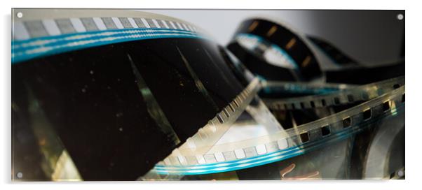 Movie background - 35mm film strip macro view Acrylic by Erik Lattwein