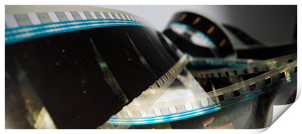 Movie background - 35mm film strip macro view Print by Erik Lattwein