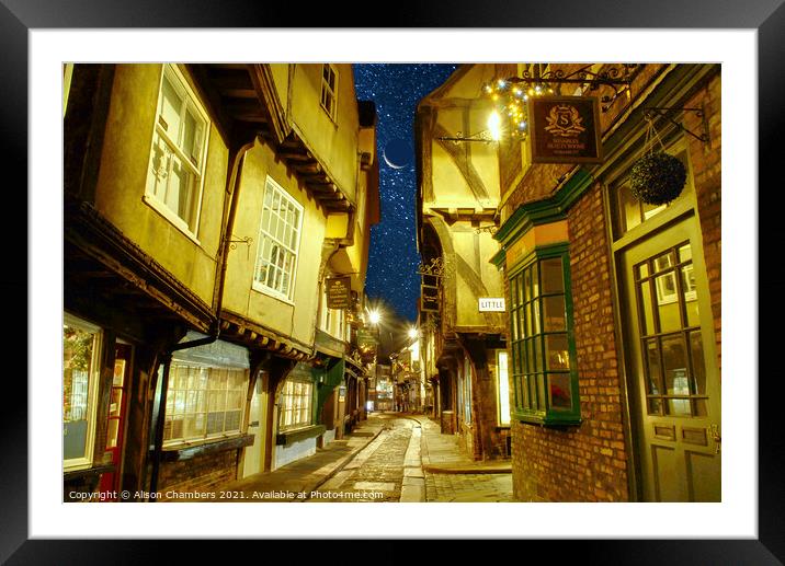 Starry Night in York Shambles Framed Mounted Print by Alison Chambers