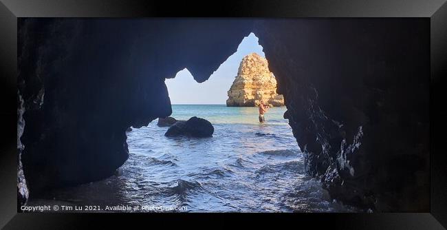 Hidden cave Framed Print by Tim Lu