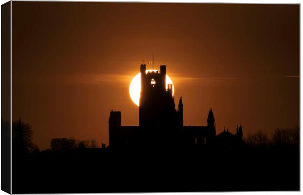 Sunset behind Ely Cathedral, 17th April 2021 Canvas Print by Andrew Sharpe