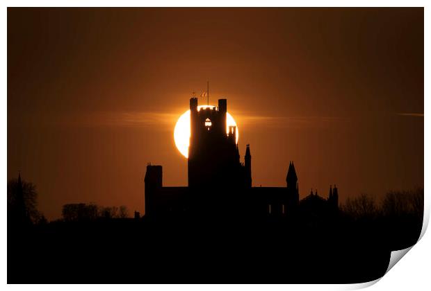 Sunset behind Ely Cathedral, 17th April 2021 Print by Andrew Sharpe
