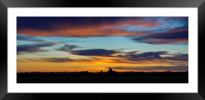 Sunset behind Ely Cathedral, 17th April 2021 Framed Mounted Print by Andrew Sharpe