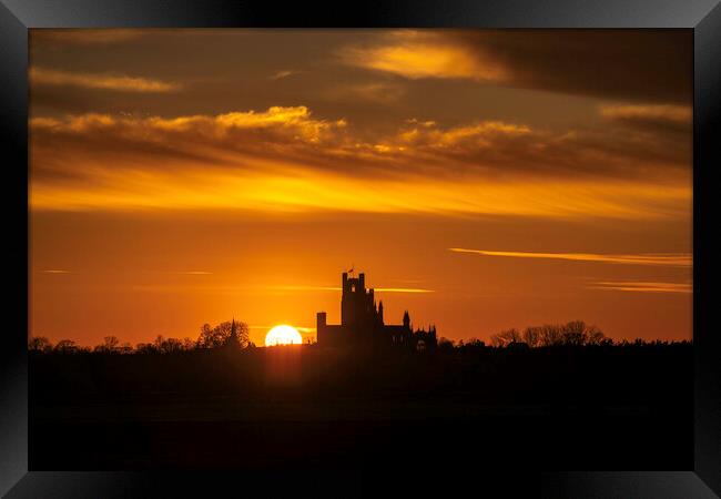 Sunset behind Ely Cathedral, 17th April 2021 Framed Print by Andrew Sharpe