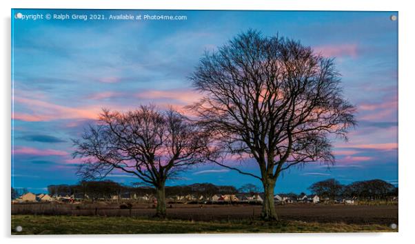 Sunset over Mintlaw Acrylic by Ralph Greig