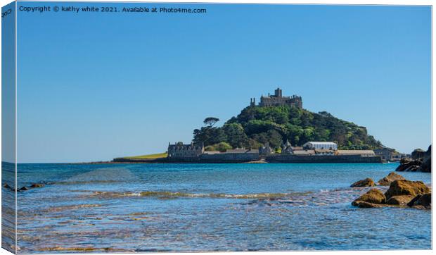 St Michaels mount Cornwall on a sunny day Canvas Print by kathy white