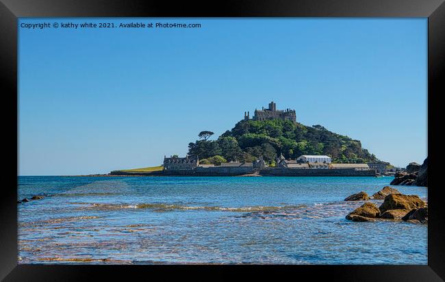 St Michaels mount Cornwall on a sunny day Framed Print by kathy white