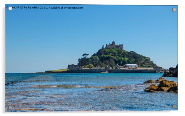 St Michaels mount Cornwall on a sunny day Acrylic by kathy white
